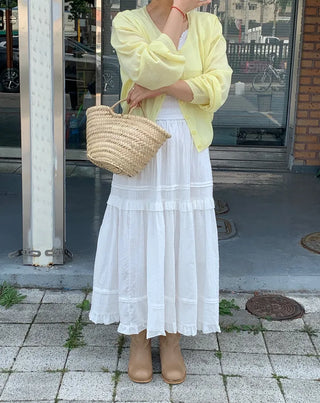 Lace Frill Cotton Long Skirt