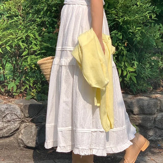 Lace Frill Cotton Long Skirt