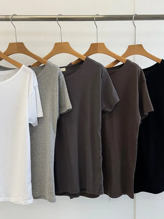 Simple Trendy Boat Neck Off-Shoulder T-Shirt