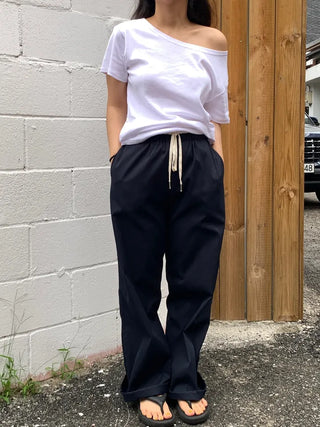 Simple Trendy Boat Neck Off-Shoulder T-Shirt
