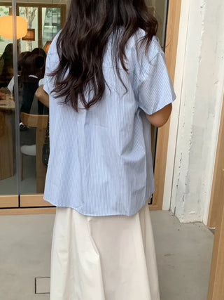 Daily Striped Cotton Short Sleeve Shirt