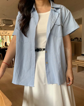 Daily Striped Cotton Short Sleeve Shirt