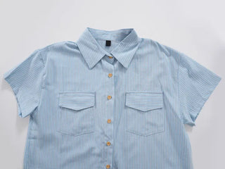 Daily Striped Cotton Short Sleeve Shirt