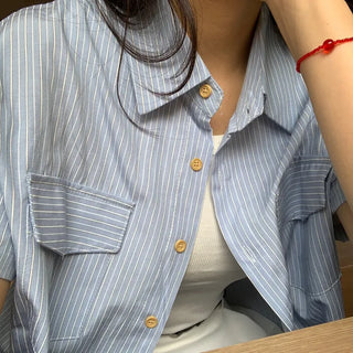 Daily Striped Cotton Short Sleeve Shirt