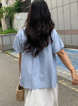 Daily Striped Cotton Short Sleeve Shirt