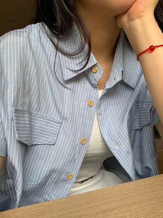 Daily Striped Cotton Short Sleeve Shirt
