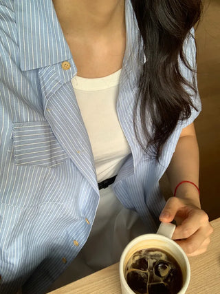 Daily Striped Cotton Short Sleeve Shirt