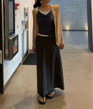 Casual Maxi Plain H-Line Long Skirt