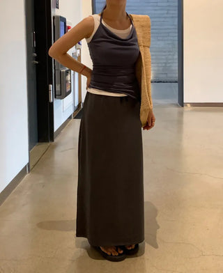 Casual Maxi Plain H-Line Long Skirt
