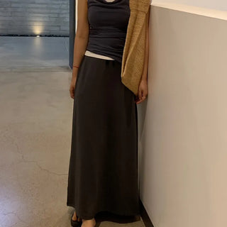 Casual Maxi Plain H-Line Long Skirt