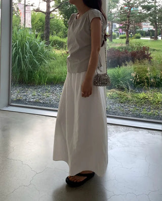 Loose Fit Elastic Long Skirt