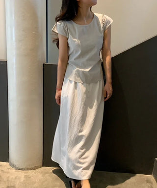 Loose Fit Elastic Long Skirt