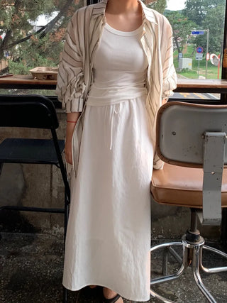 Loose Fit Elastic Long Skirt