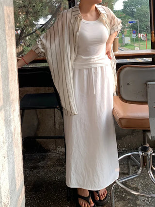 Loose Fit Elastic Long Skirt