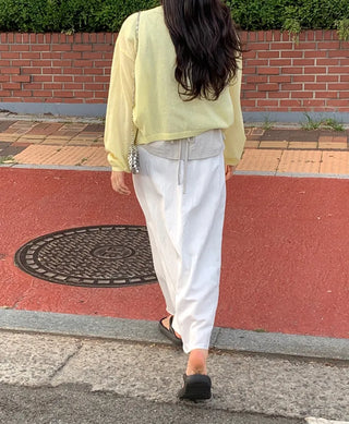 Natural Long Sleeve Round Neck Button Cardigan