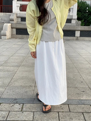 Natural Long Sleeve Round Neck Button Cardigan