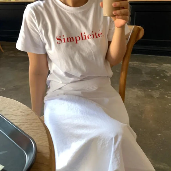 Simple Trendy Point Lettering Short Sleeve T-shirt