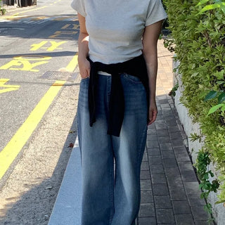Retro Hip Vintage Washed Denim Long Pants