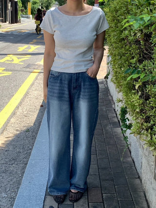 Retro Hip Vintage Washed Denim Long Pants