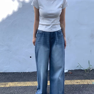 Retro Hip Vintage Washed Denim Long Pants