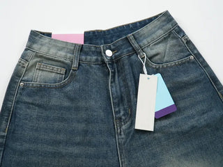 Retro Hip Vintage Washed Denim Long Pants