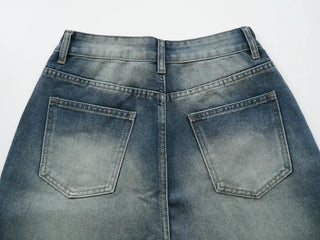 Retro Hip Vintage Washed Denim Long Pants