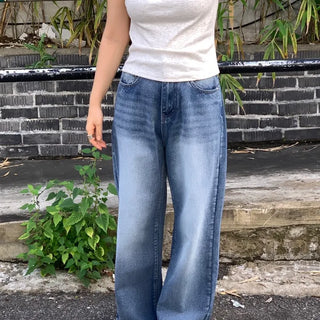 Retro Hip Vintage Washed Denim Long Pants