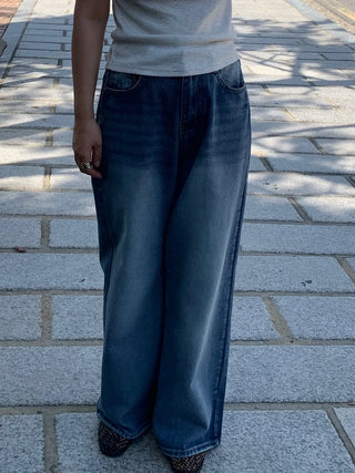 Retro Hip Vintage Washed Denim Long Pants