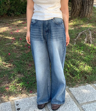 Retro Hip Vintage Washed Denim Long Pants