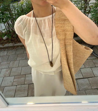Punched Boat Neck Delicate Blouse