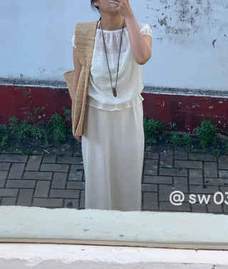 Punched Boat Neck Delicate Blouse