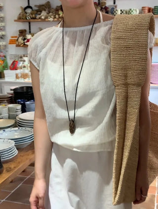 Punched Boat Neck Delicate Blouse