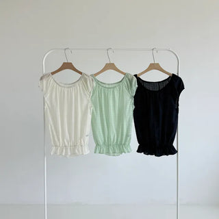 Punched Boat Neck Delicate Blouse