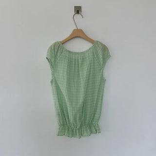 Punched Boat Neck Delicate Blouse