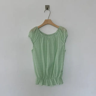 Punched Boat Neck Delicate Blouse