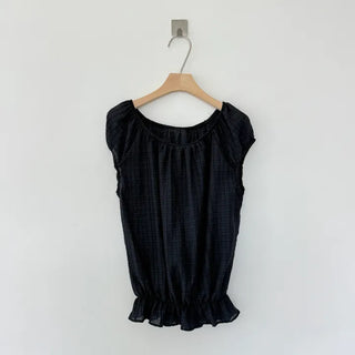 Punched Boat Neck Delicate Blouse