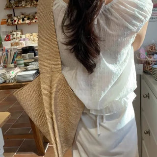 Punched Boat Neck Delicate Blouse