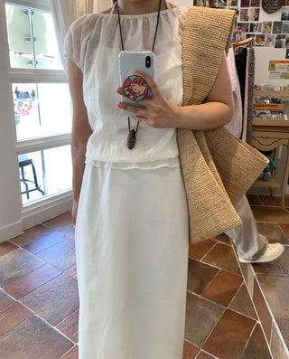 Punched Boat Neck Delicate Blouse