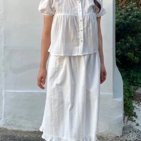 Frilled Avant-fit Straight Midi Skirt