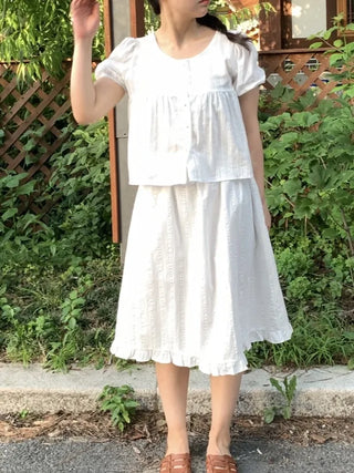 Frilled Avant-fit Straight Midi Skirt