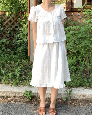 Frilled Avant-fit Straight Midi Skirt
