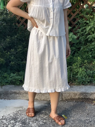 Frilled Avant-fit Straight Midi Skirt