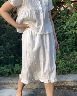 Frilled Avant-fit Straight Midi Skirt