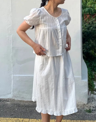 Frilled Avant-fit Straight Midi Skirt