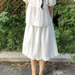 Frilled Avant-fit Straight Midi Skirt