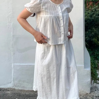 Frilled Avant-fit Straight Midi Skirt