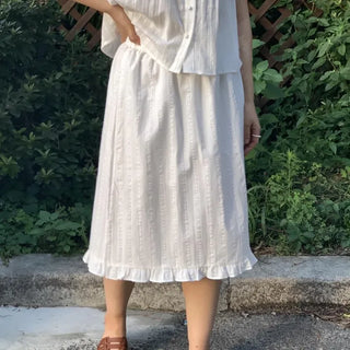 Frilled Avant-fit Straight Midi Skirt