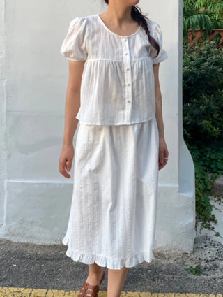Frilled Avant-fit Straight Midi Skirt