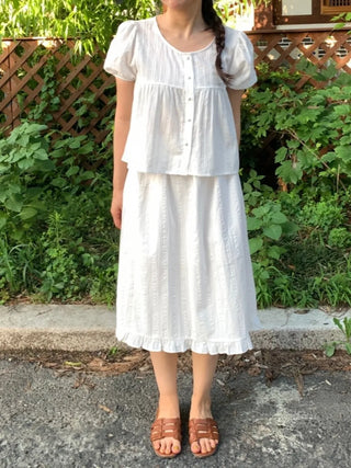 Frilled Avant-fit Straight Midi Skirt