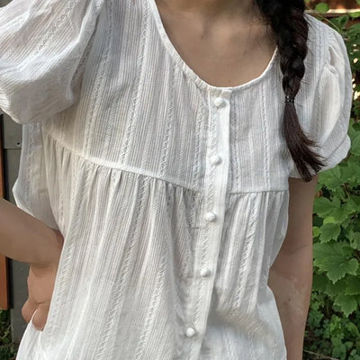 Romantic Button Punching Blouse